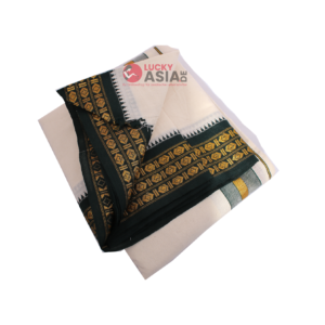 Veshti/Dhoti Weiß mit grünen streifen